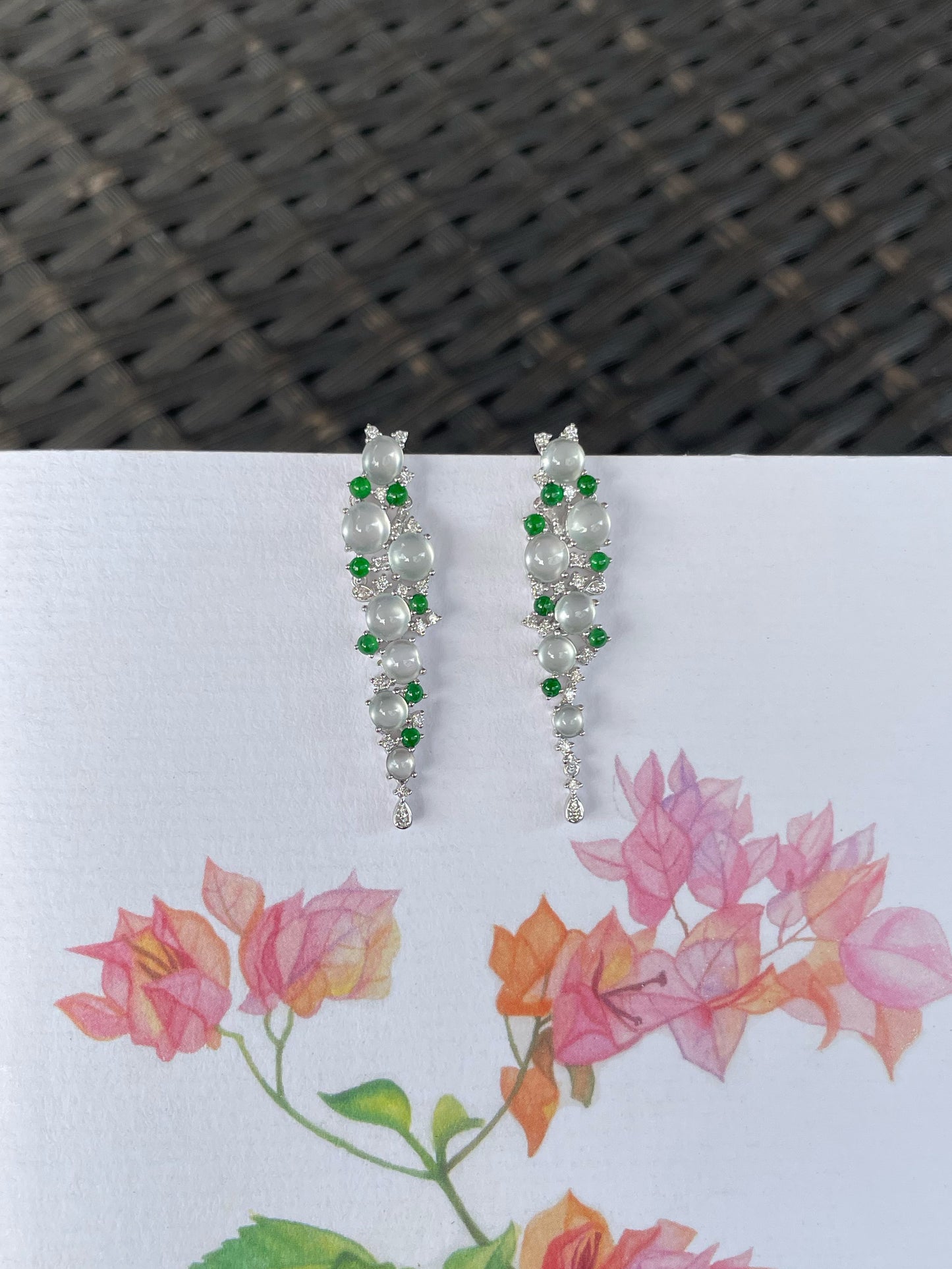 Glassy With Green Jadeite Earrings (NJE280)