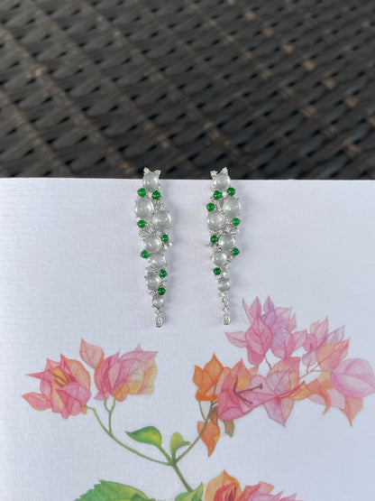 Glassy With Green Jadeite Earrings (NJE280)