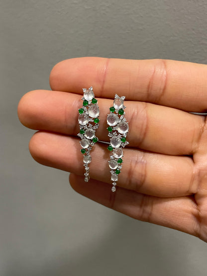 Glassy With Green Jadeite Earrings (NJE280)