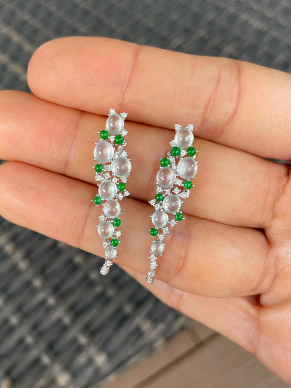 Glassy With Green Jadeite Earrings (NJE280)