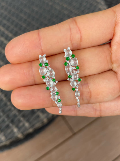Glassy With Green Jadeite Earrings (NJE280)