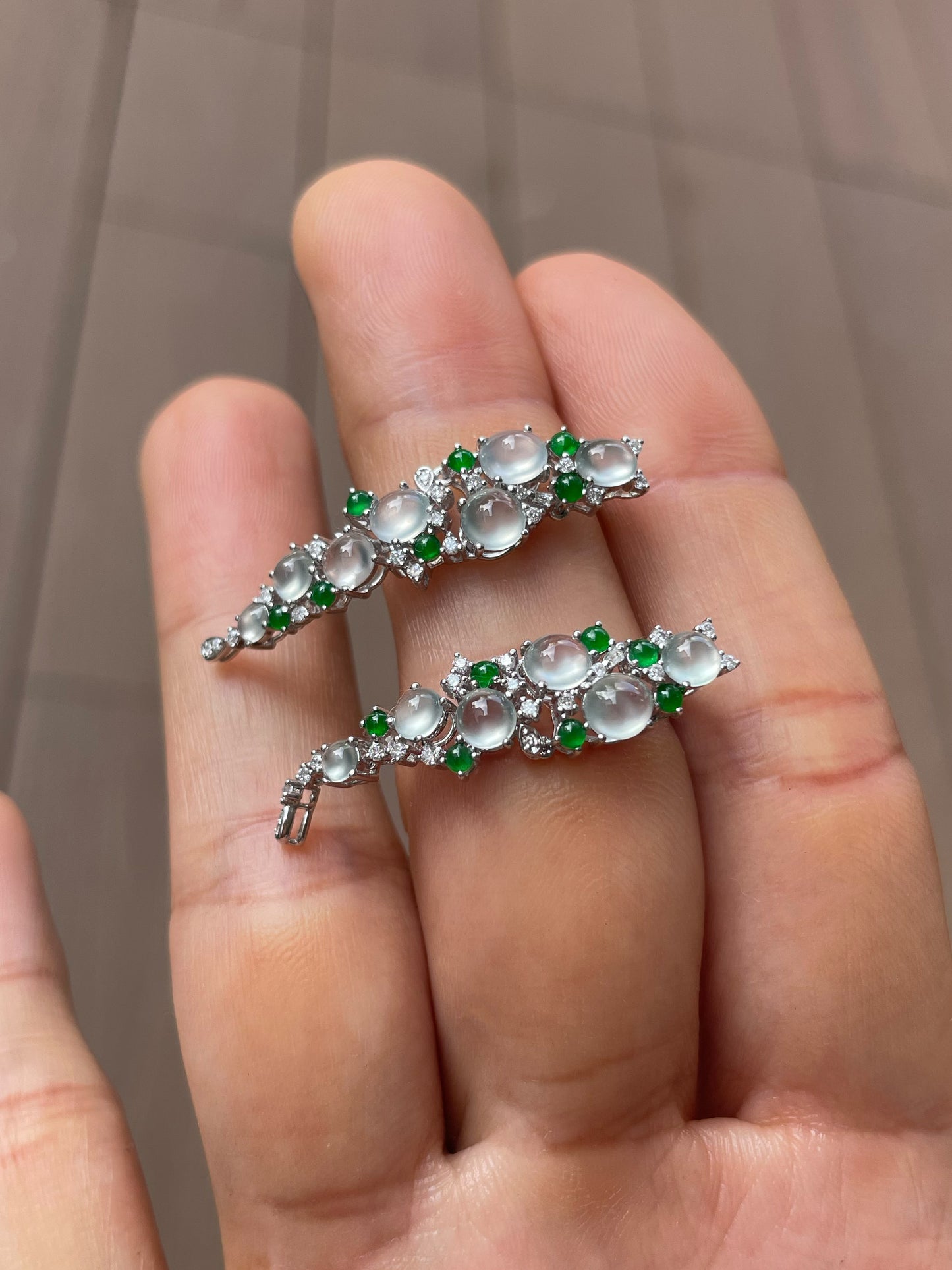 Glassy With Green Jadeite Earrings (NJE280)
