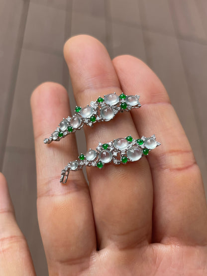 Glassy With Green Jadeite Earrings (NJE280)