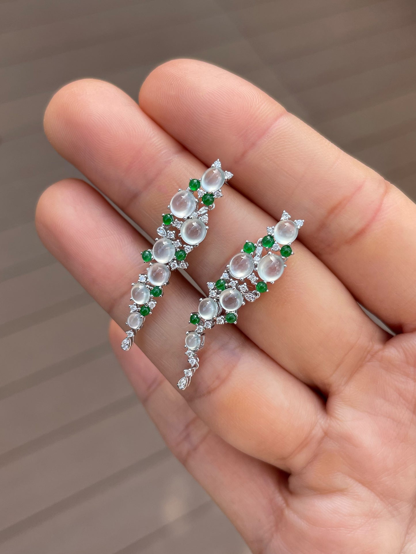 Glassy With Green Jadeite Earrings (NJE280)