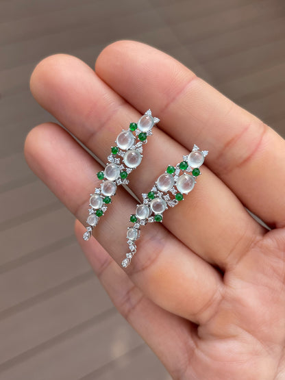 Glassy With Green Jadeite Earrings (NJE280)