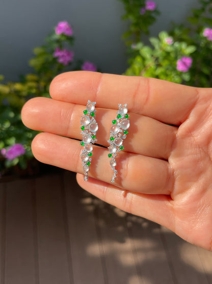 Glassy With Green Jadeite Earrings (NJE280)
