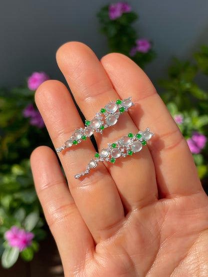 Glassy With Green Jadeite Earrings (NJE280)