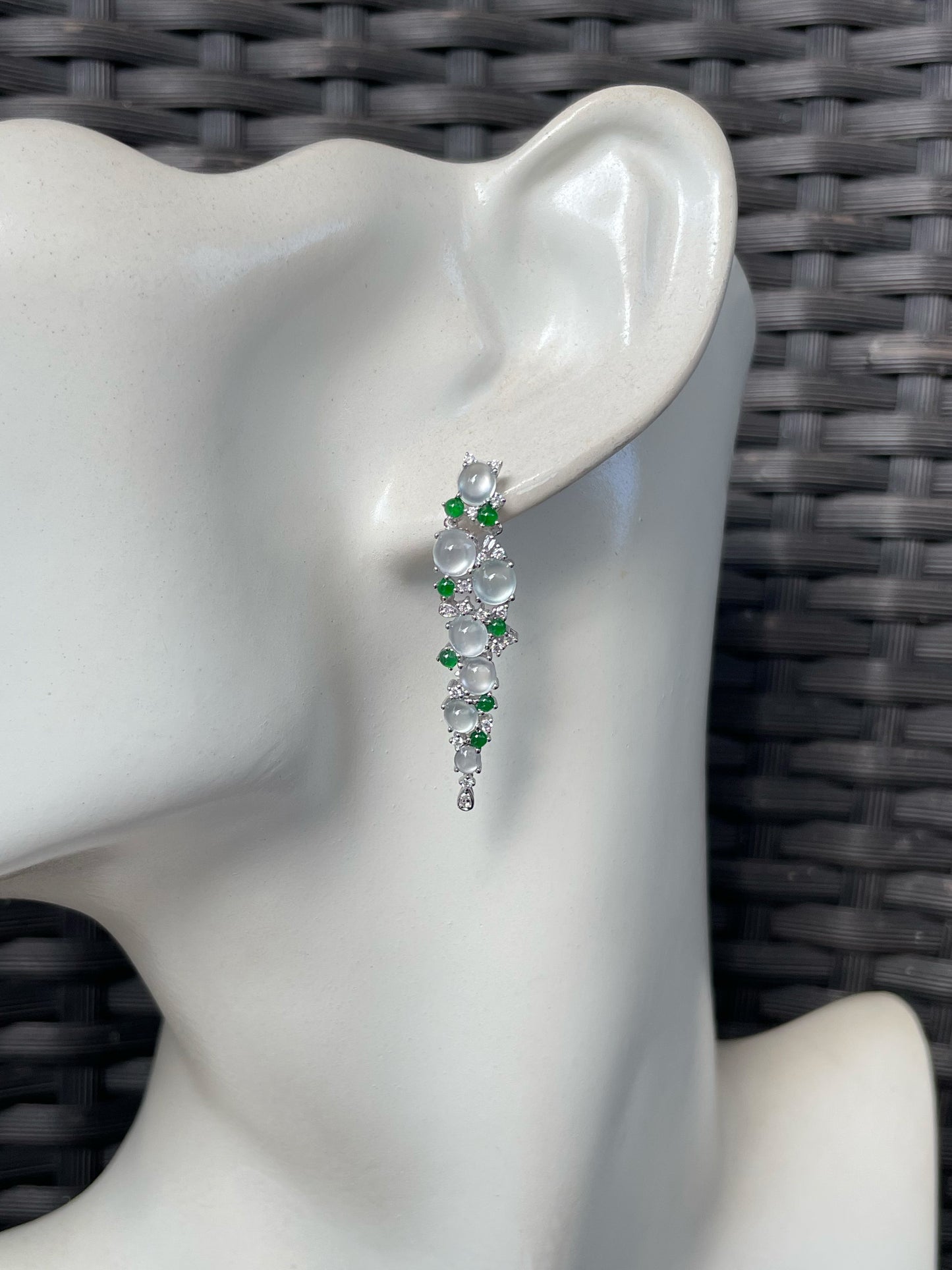 Glassy With Green Jadeite Earrings (NJE280)