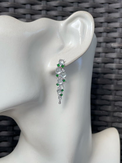Glassy With Green Jadeite Earrings (NJE280)