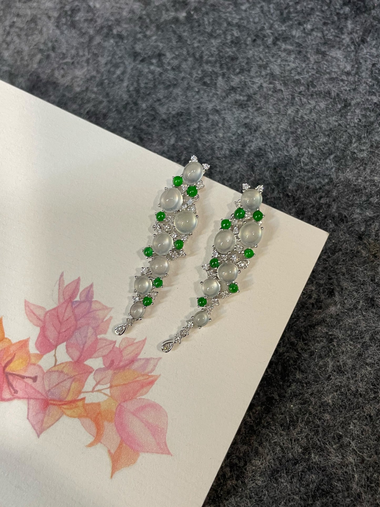 Glassy With Green Jadeite Earrings (NJE280)