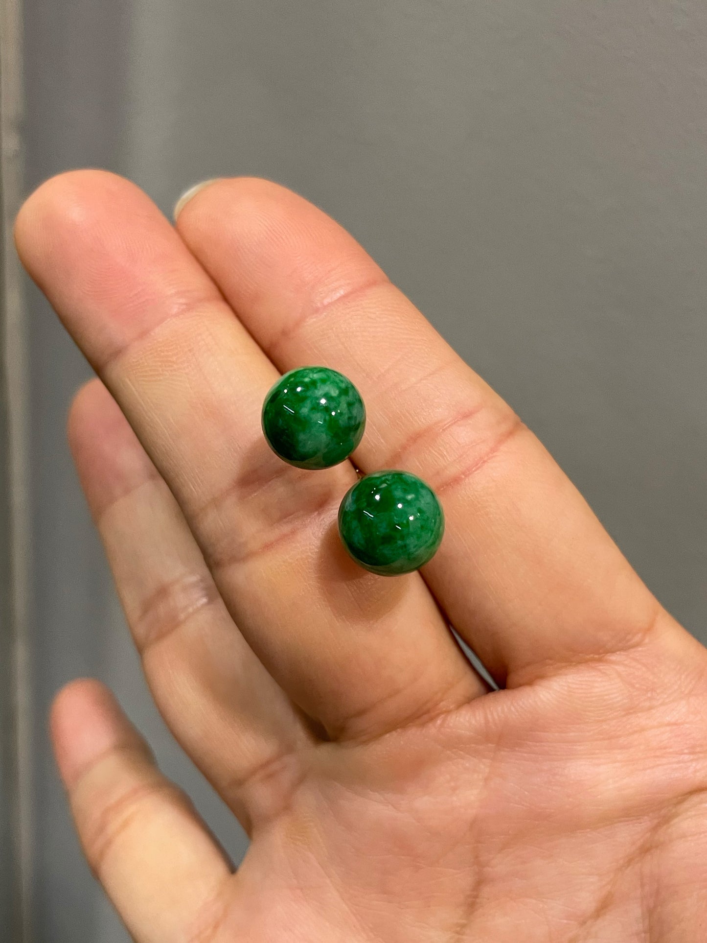 Green Jade Ball Earrings (NJE281)