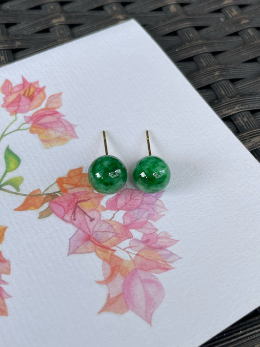Green Jade Ball Earrings (NJE281)