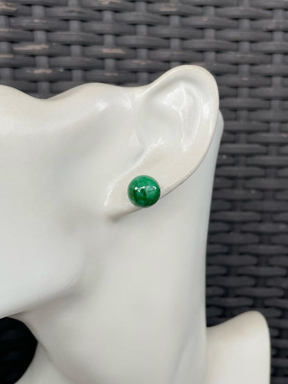 Green Jade Ball Earrings (NJE281)