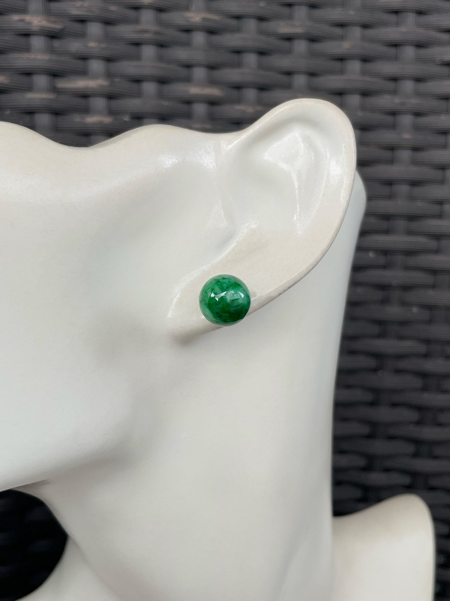 Green Jade Ball Earrings (NJE281)