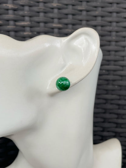 Green Jade Ball Earrings (NJE281)