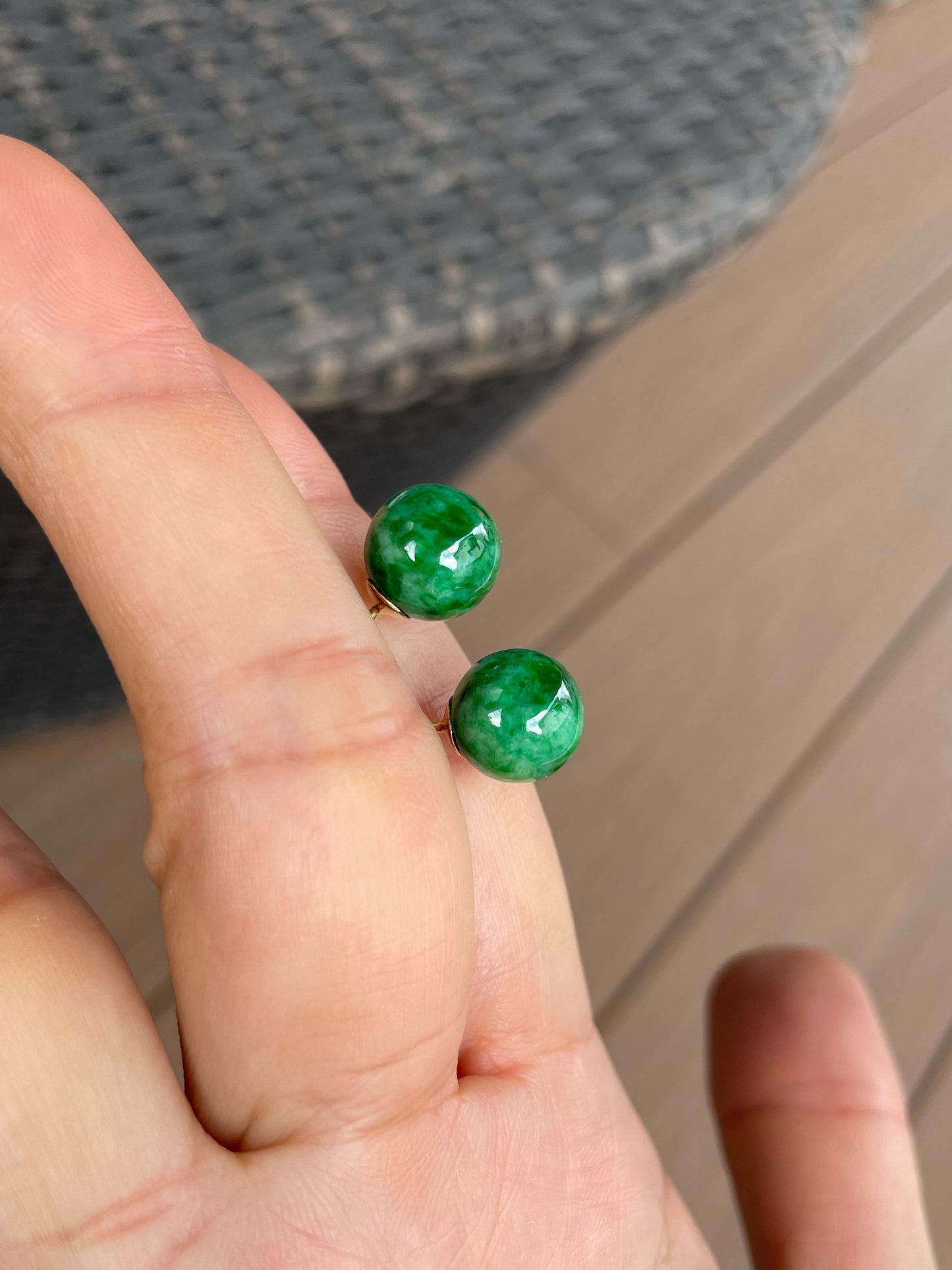 Green Jade Ball Earrings (NJE281)