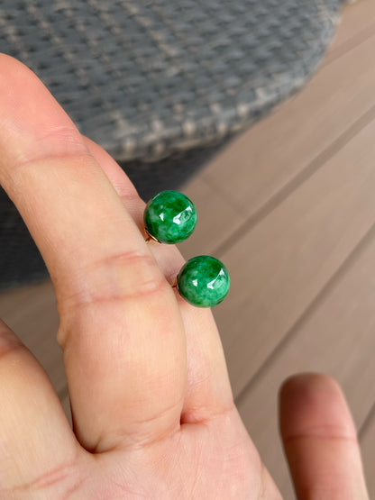 Green Jade Ball Earrings (NJE281)