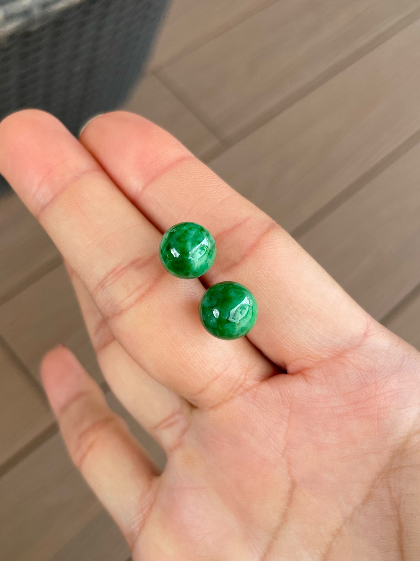 Green Jade Ball Earrings (NJE281)