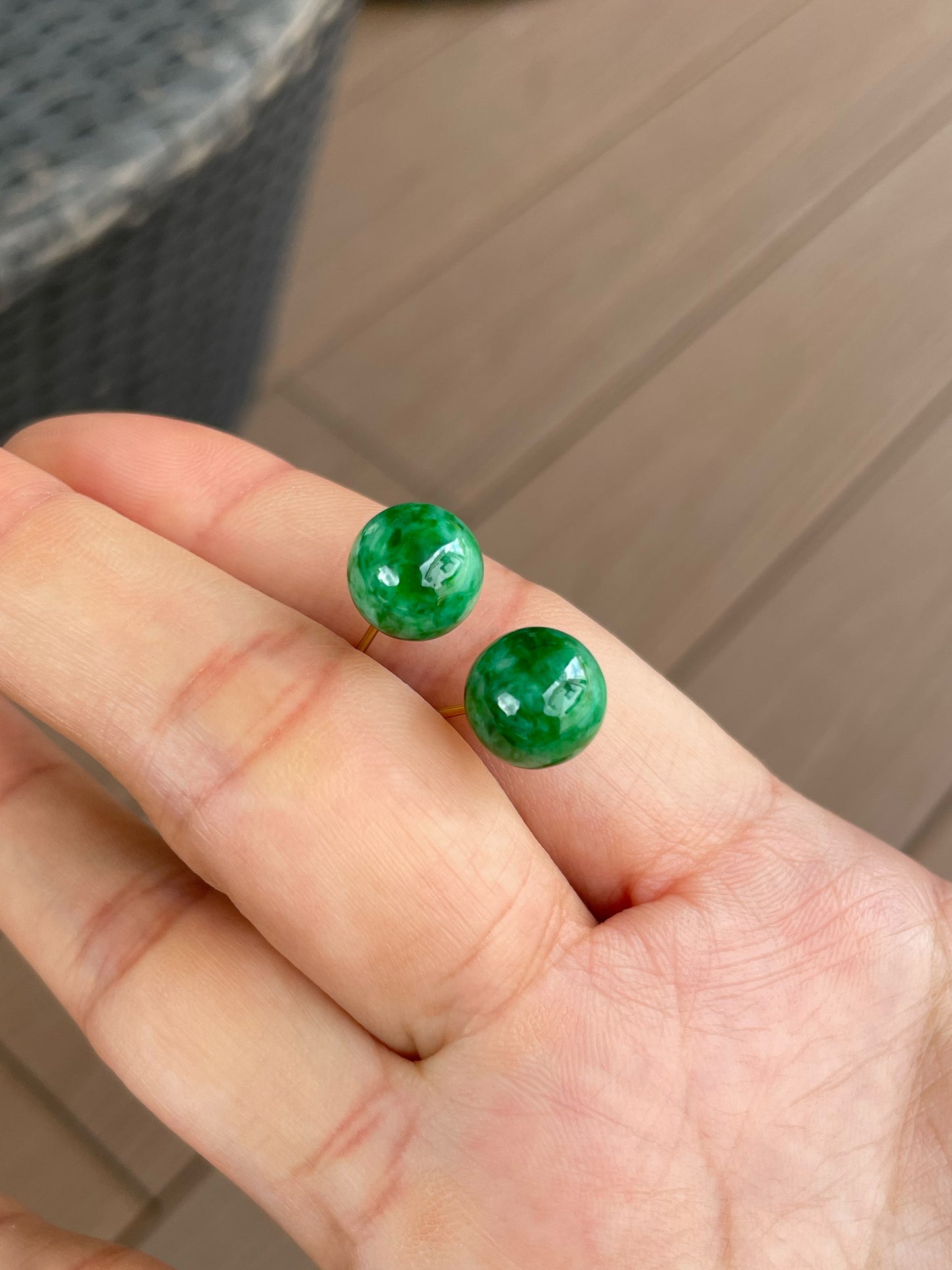Green Jade Ball Earrings (NJE281)