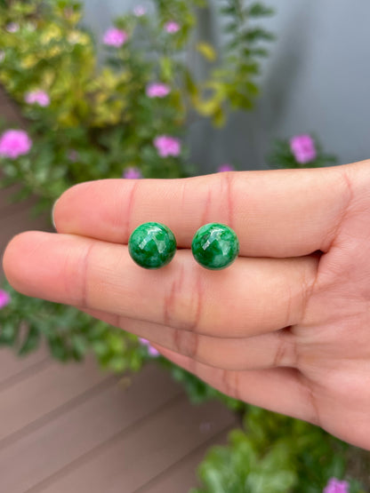 Green Jade Ball Earrings (NJE281)