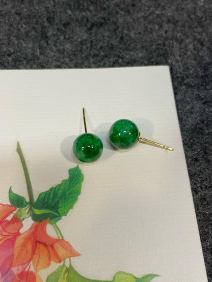 Green Jade Ball Earrings (NJE281)