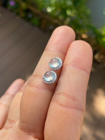 Glassy Jade Cabochon Earrings (NJE283)