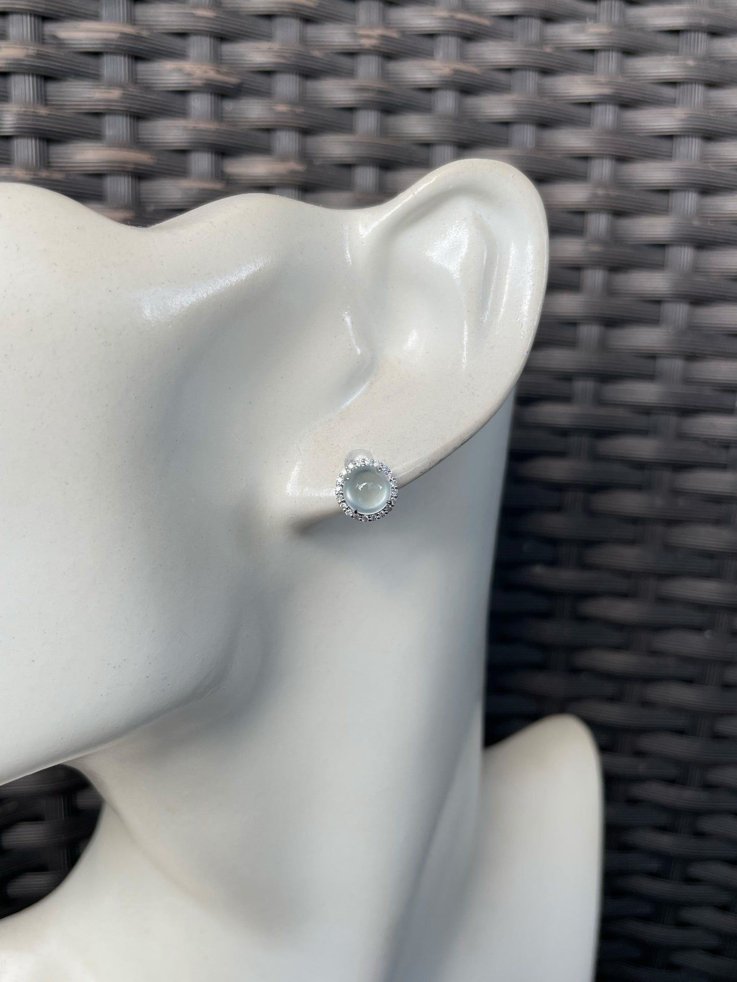Glassy Jade Cabochon Earrings (NJE283)