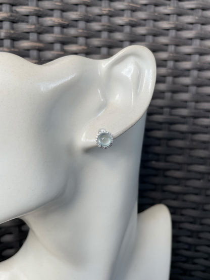 Glassy Jade Cabochon Earrings (NJE283)