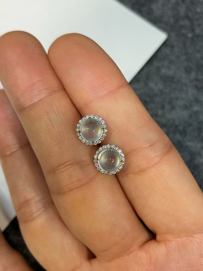 Glassy Jade Cabochon Earrings (NJE283)