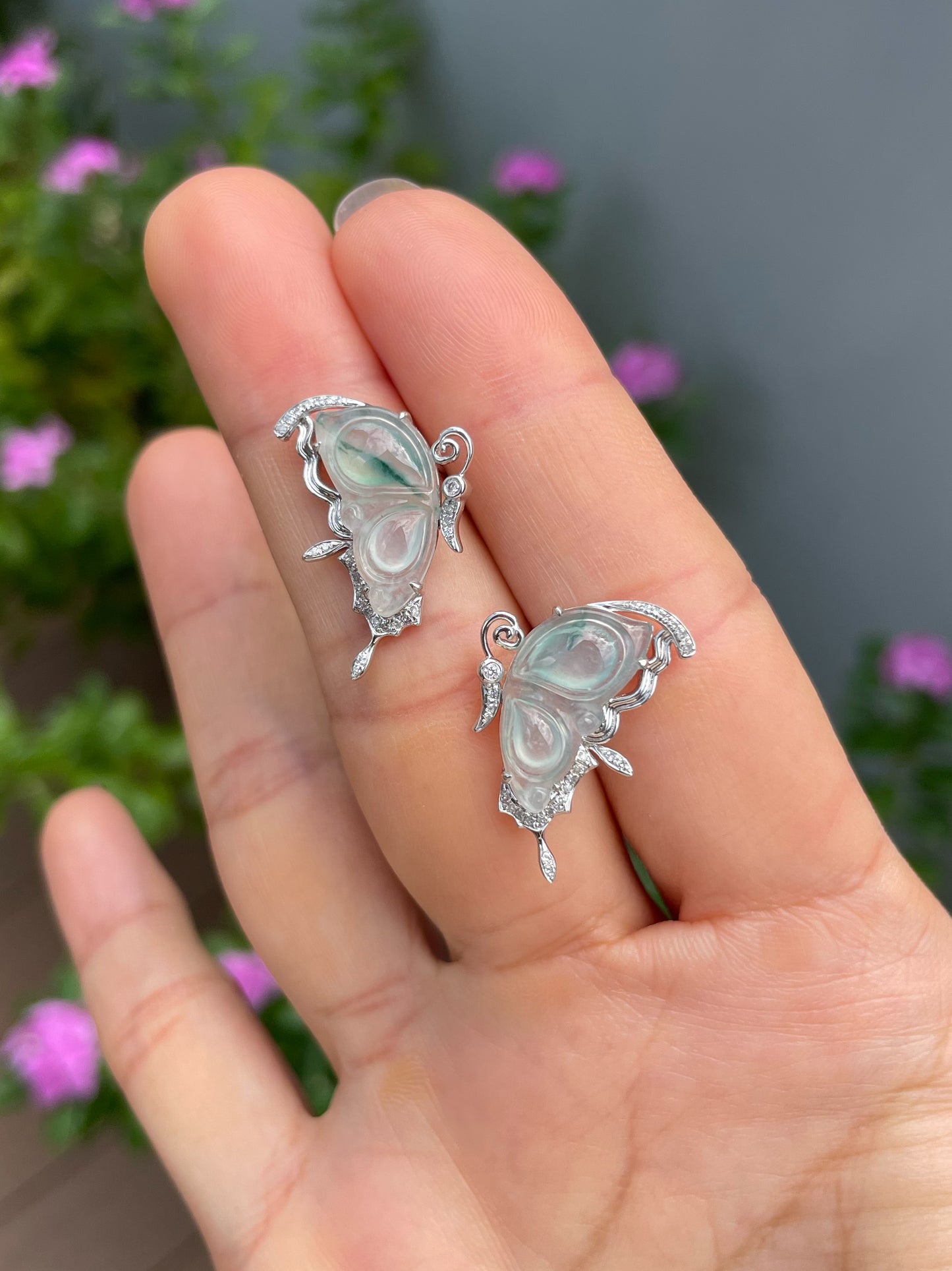 Icy Jade Earrings - Butterfly (NJE286)
