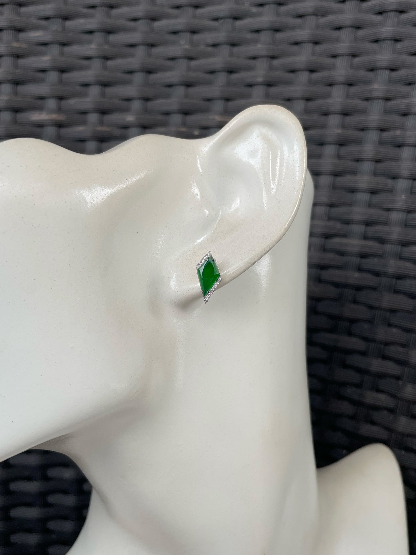 Dangling Jadeite Earrings - Icy White and Green (NJE287)