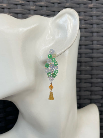 Multicoloured Jade Earrings  - Osmanthus Flowers (NJE291)