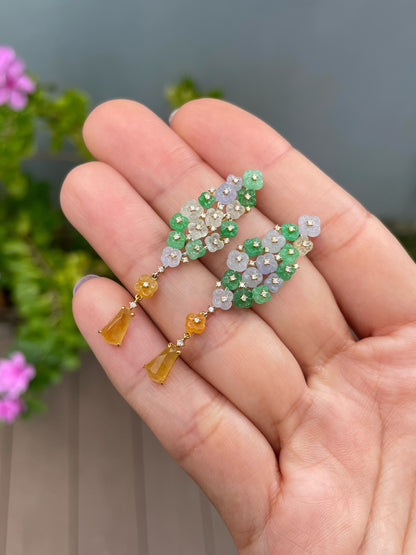 Multicoloured Jade Earrings  - Osmanthus Flowers (NJE291)