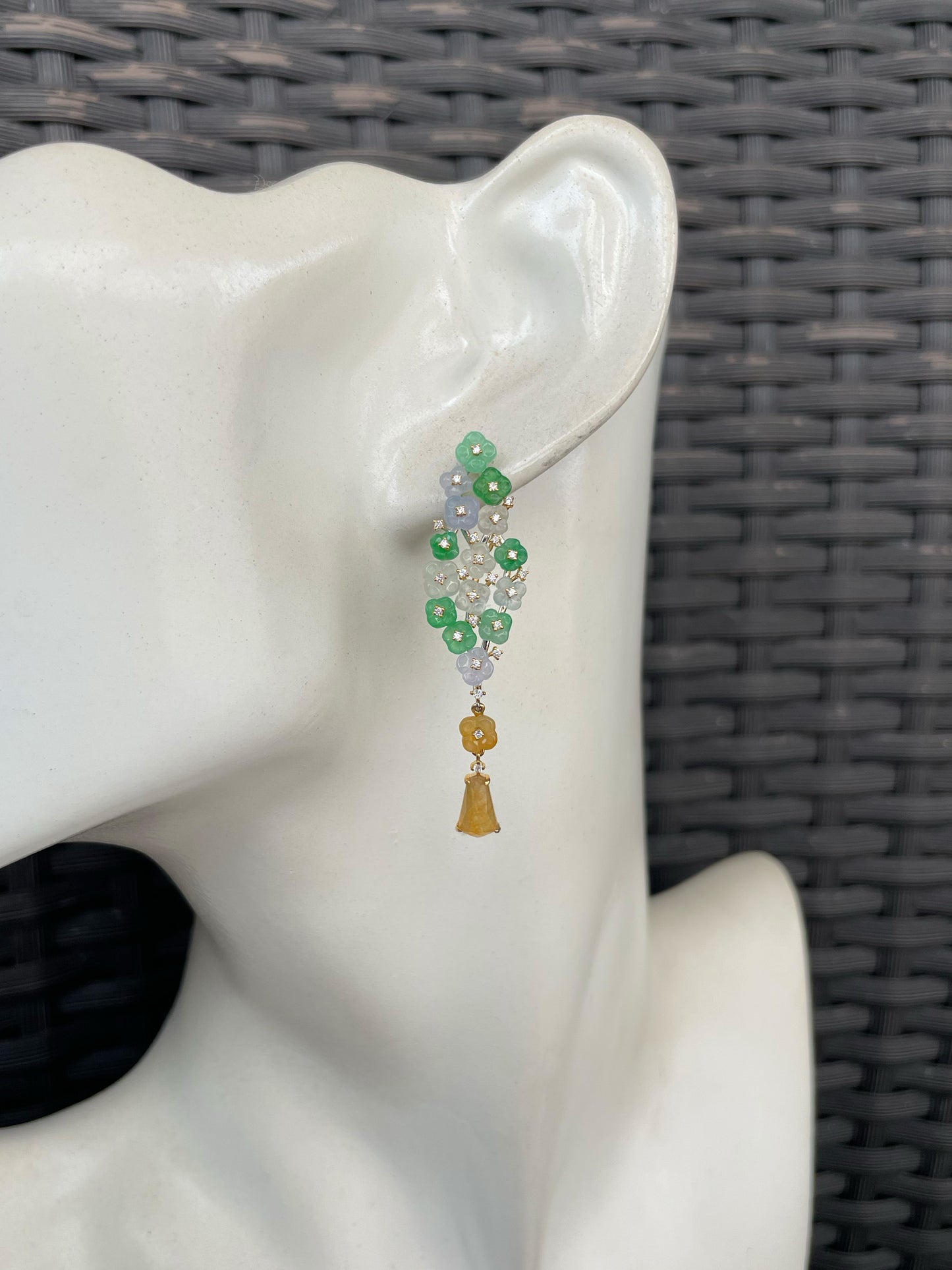 Multicoloured Jade Earrings  - Osmanthus Flowers (NJE291)