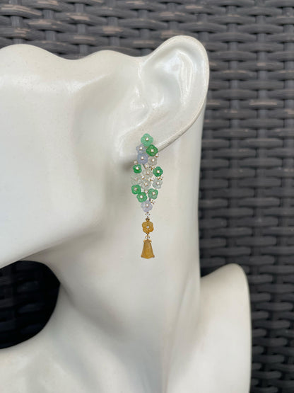 Multicoloured Jade Earrings  - Osmanthus Flowers (NJE291)