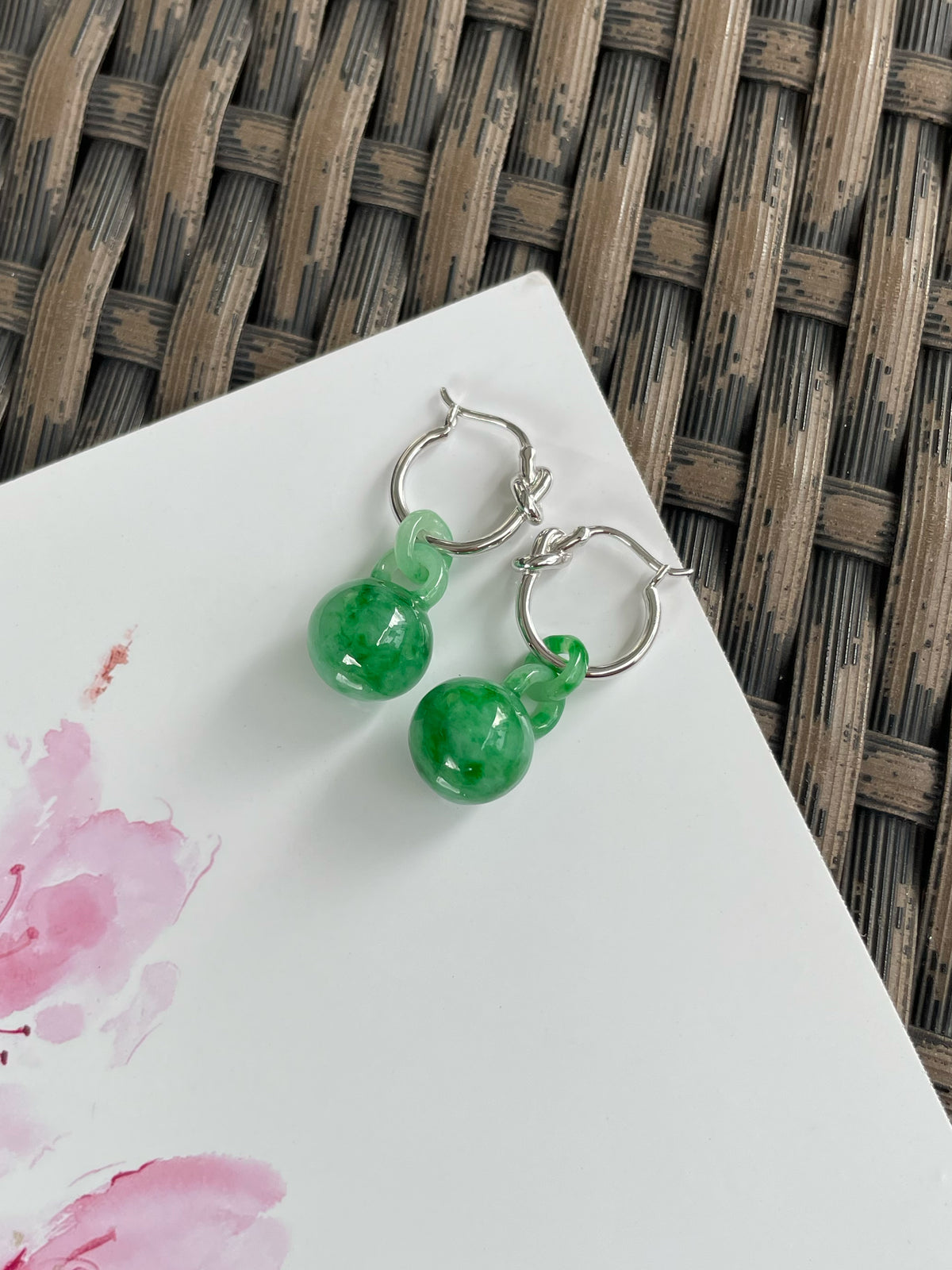 Green Jade Ball Earrings (NJE295)
