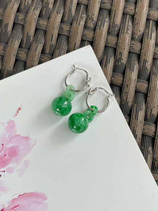 Green Jade Ball Earrings (NJE295)
