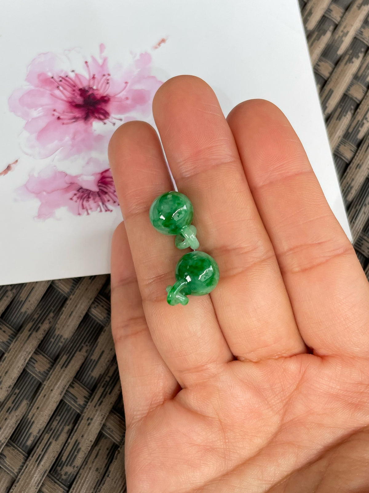 Green Jade Ball Earrings (NJE295)