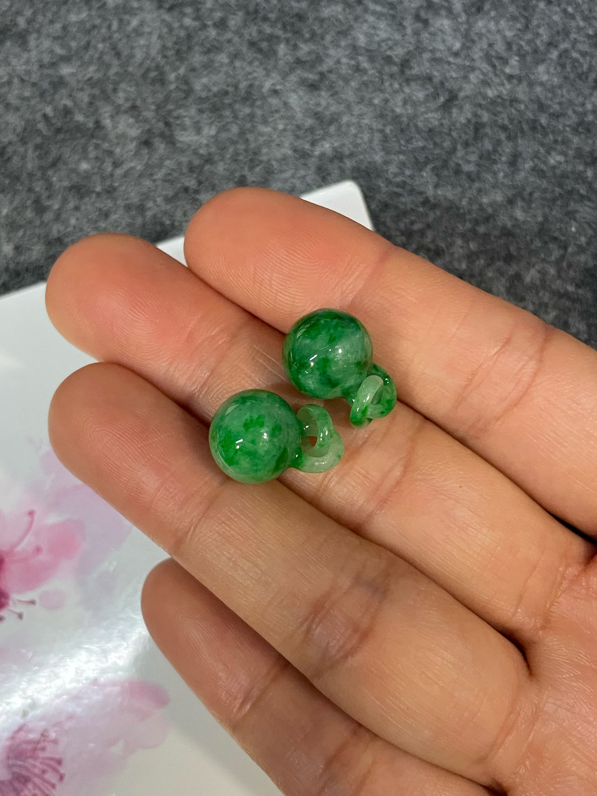 Green Jade Ball Earrings (NJE295)