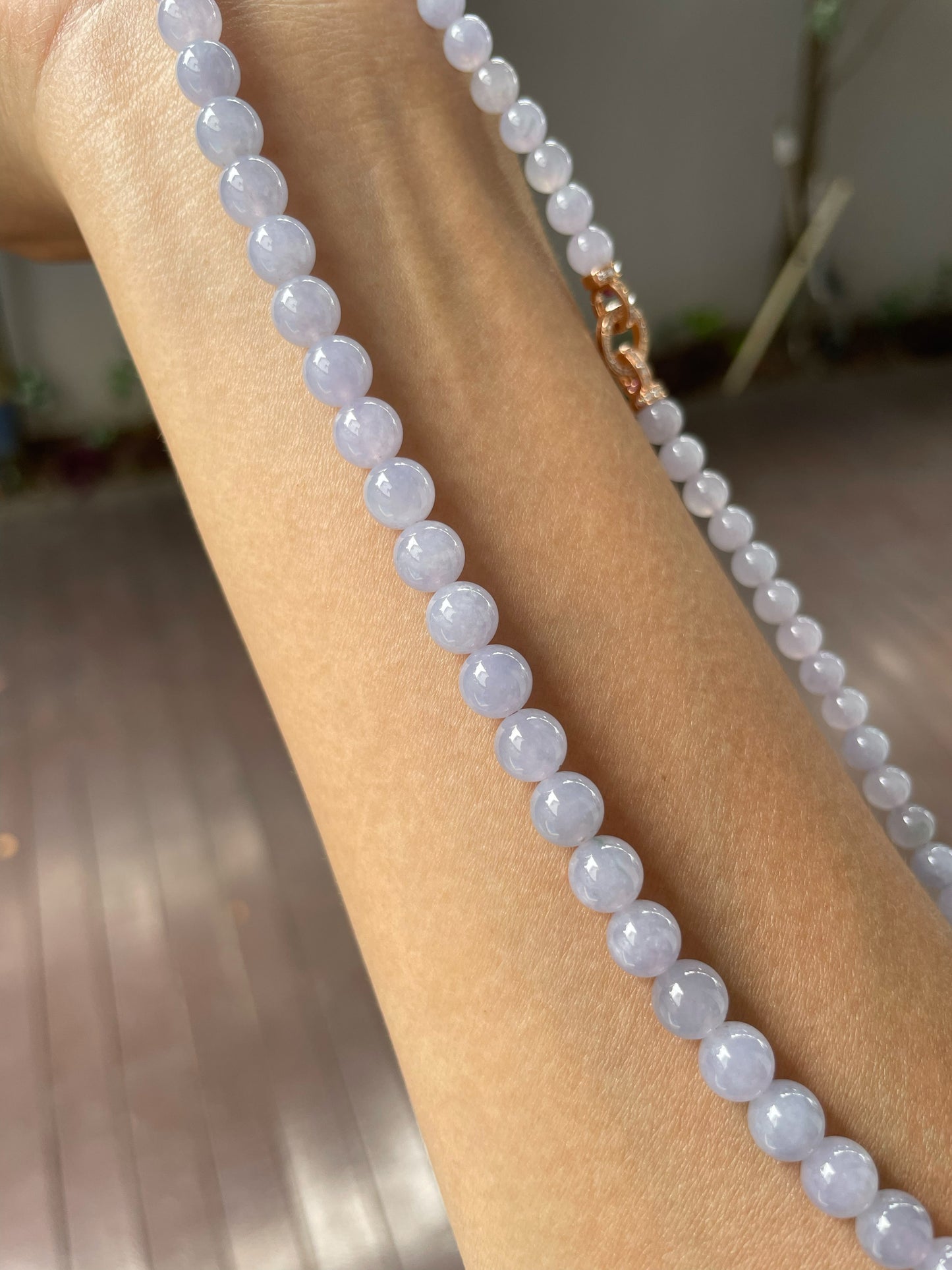 Lavender Jade Beads Necklace (NJN005)