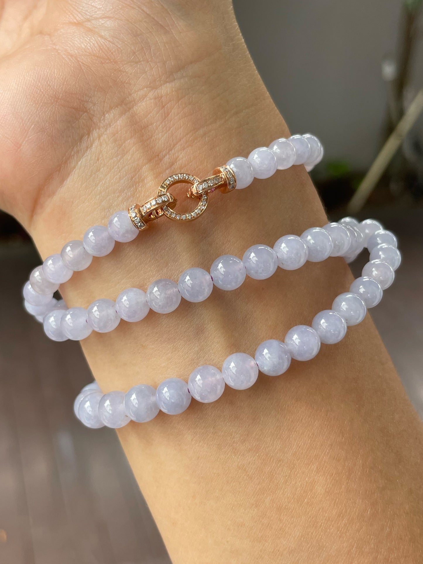 Lavender Jade Beads Necklace (NJN005)