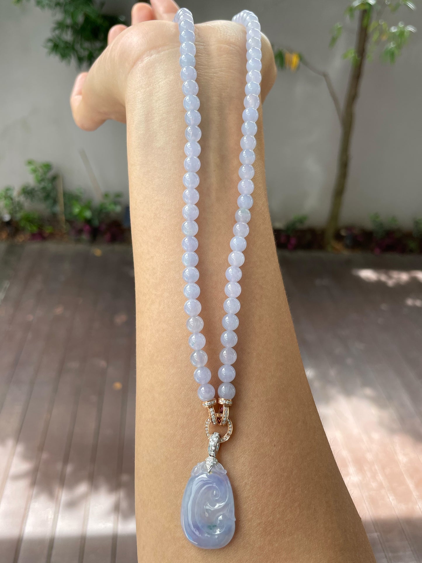 Lavender Jade Beads Necklace (NJN005)