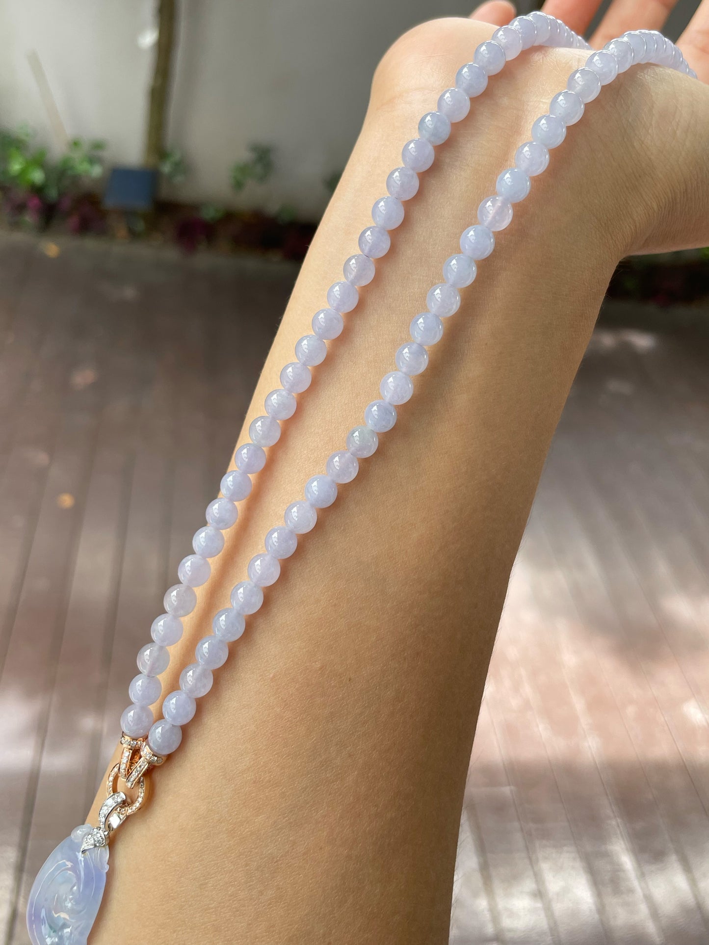 Lavender Jade Beads Necklace (NJN005)