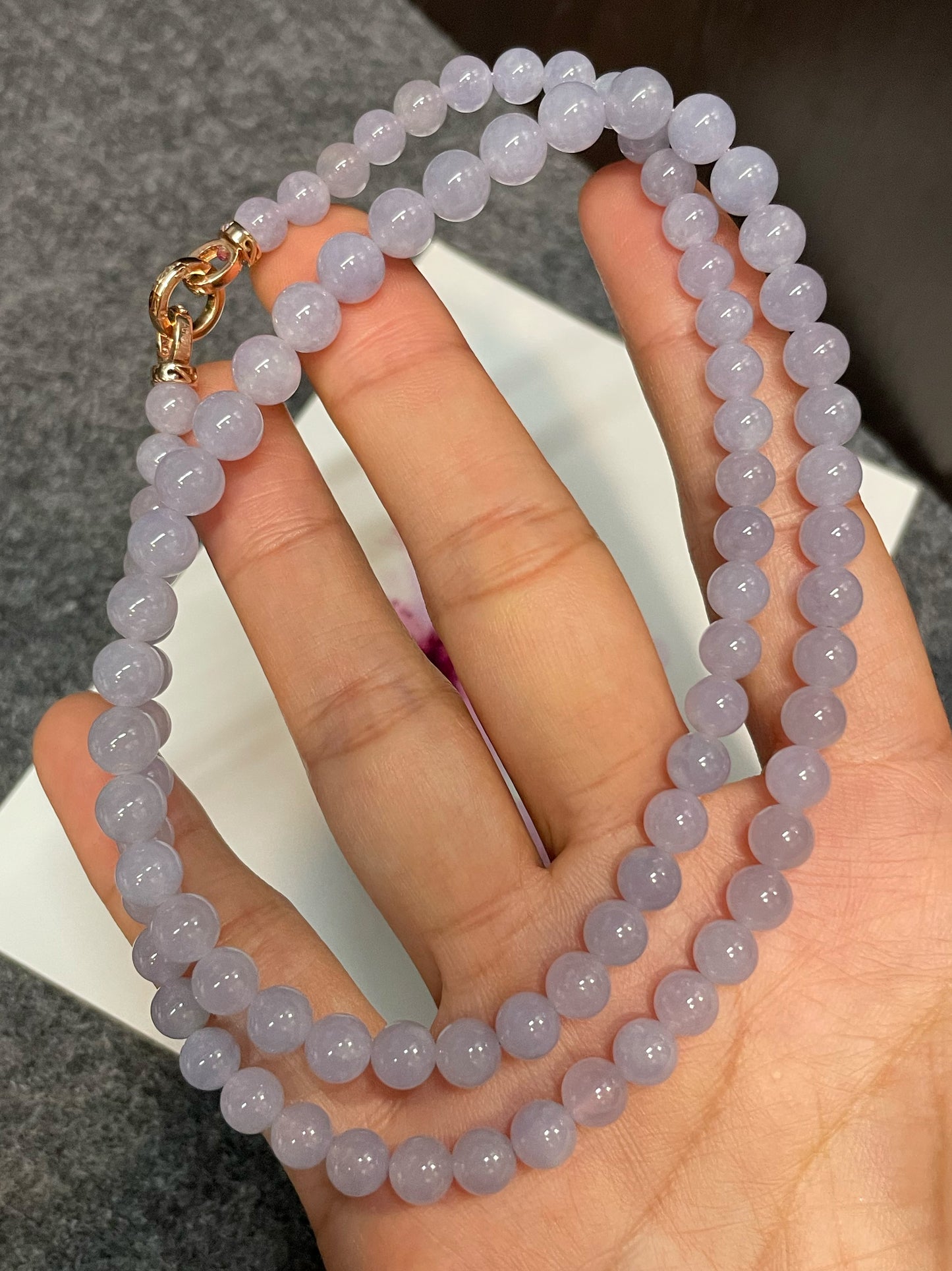 Lavender Jade Beads Necklace (NJN005)