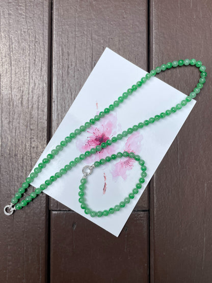 Green Jade Beads Necklace (NJN026)