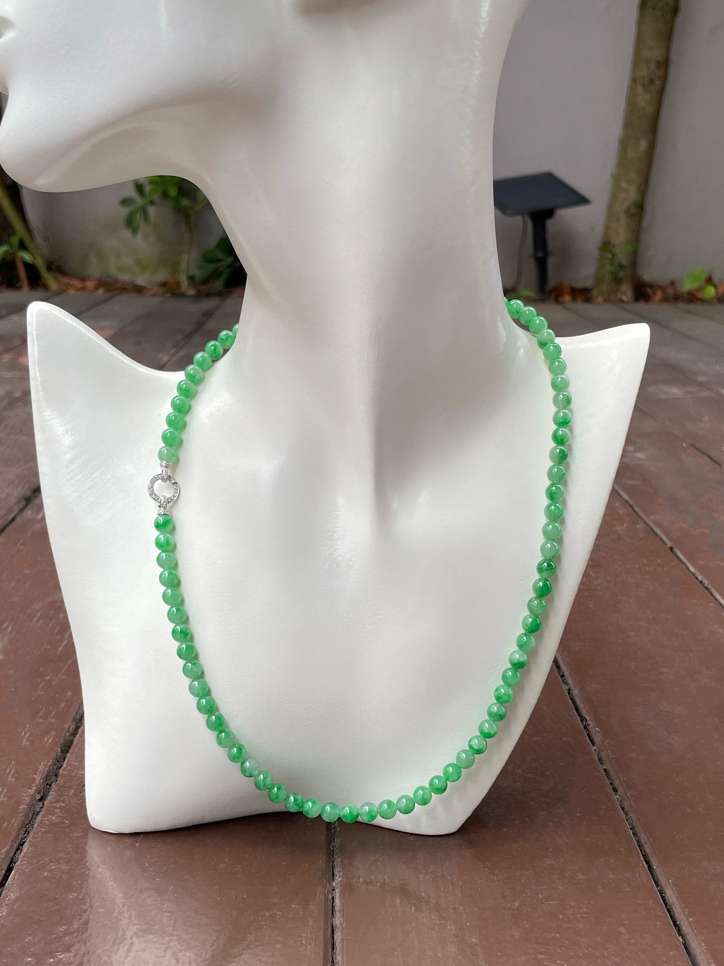 Green Jade Beads Necklace (NJN026)