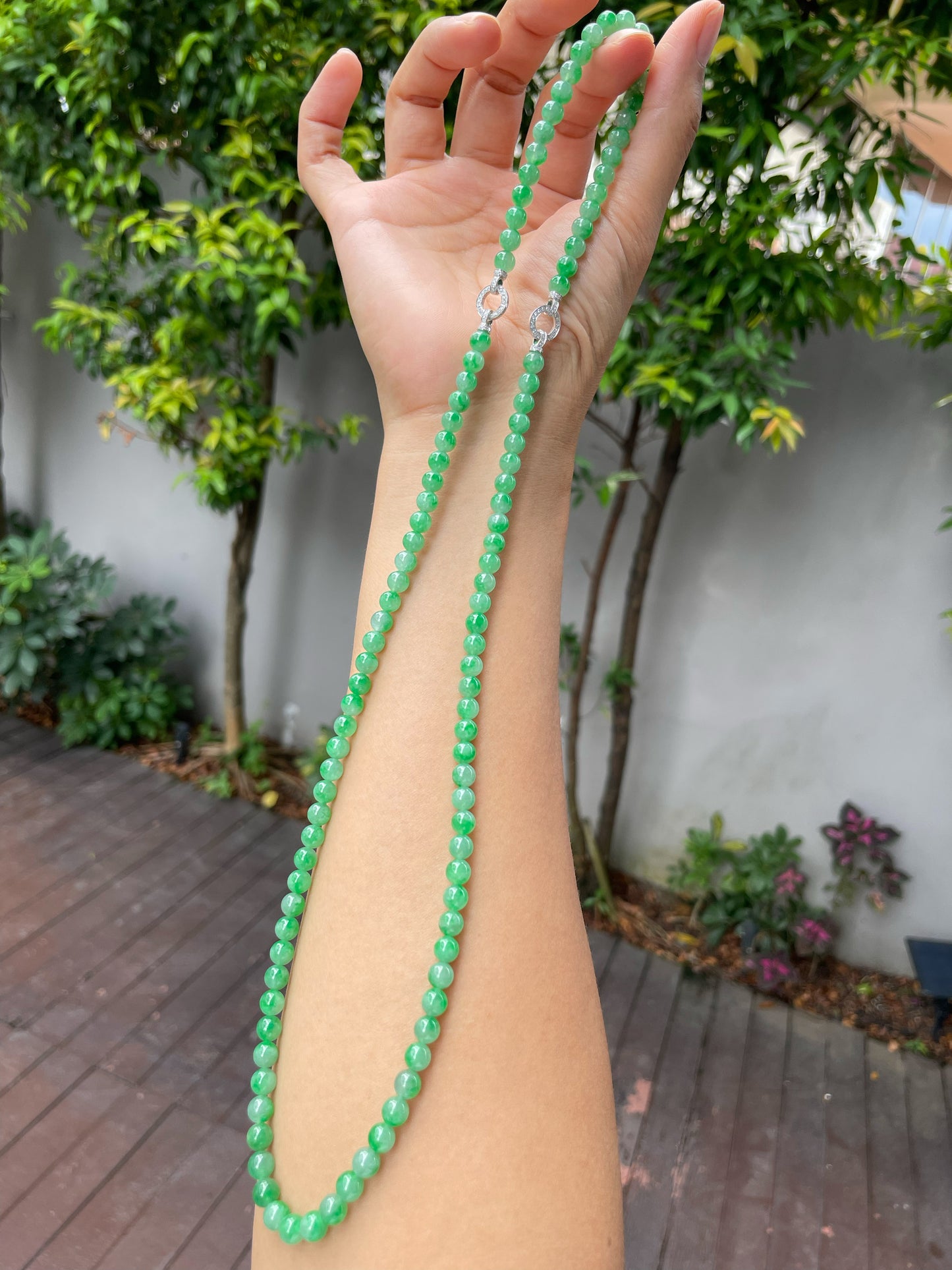 Green Jade Beads Necklace (NJN026)