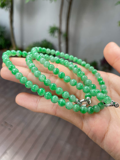 Green Jade Beads Necklace (NJN026)