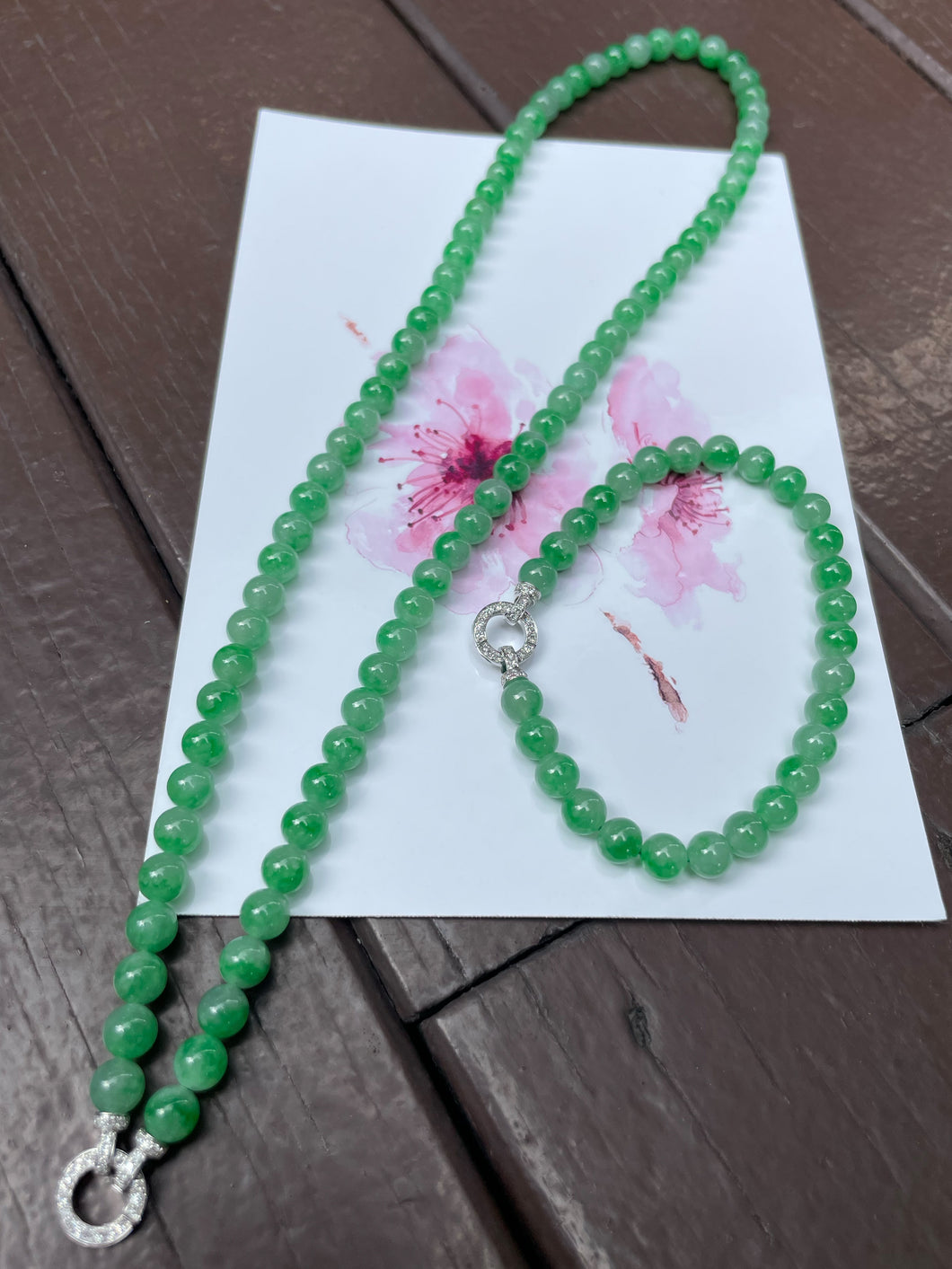 Green Jade Beads Necklace (NJN026)