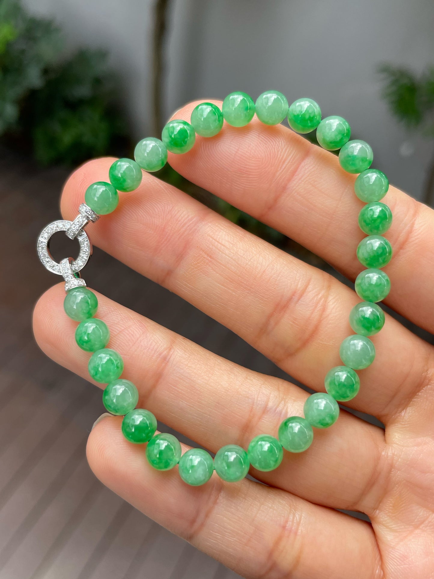 Green Jade Beads Necklace (NJN026)